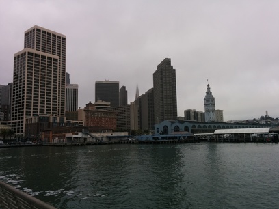 The Ferry Building and a bit of the San Francisco skyline, as seen
from the end of Pier 14